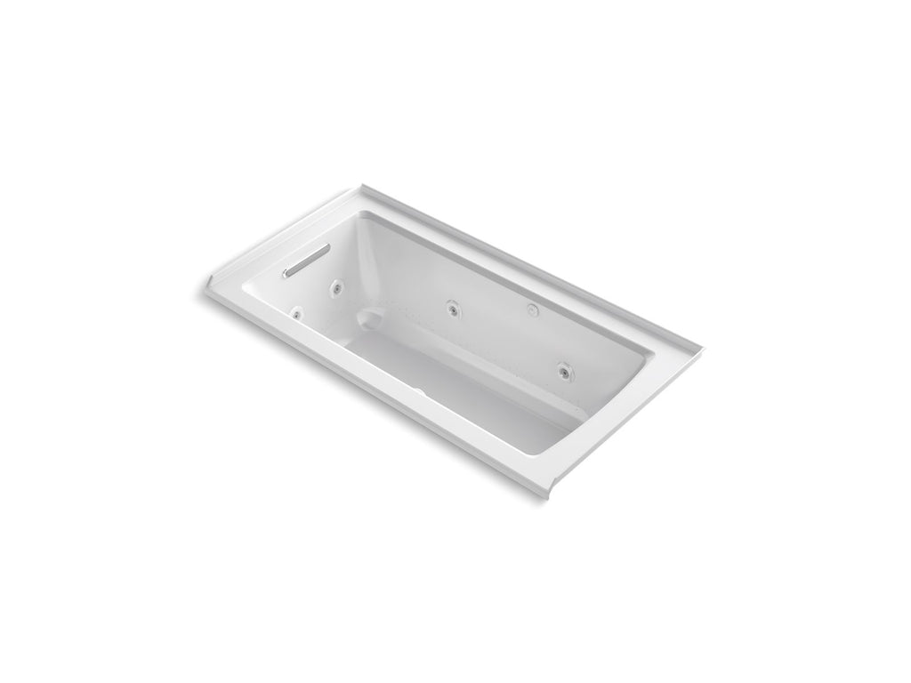 KOHLER K-1947-XHGHL-7 Archer 60" X 30" Alcove Heated Bubblemassage Air Bath And Whirlpool, Left Drain - Black Black