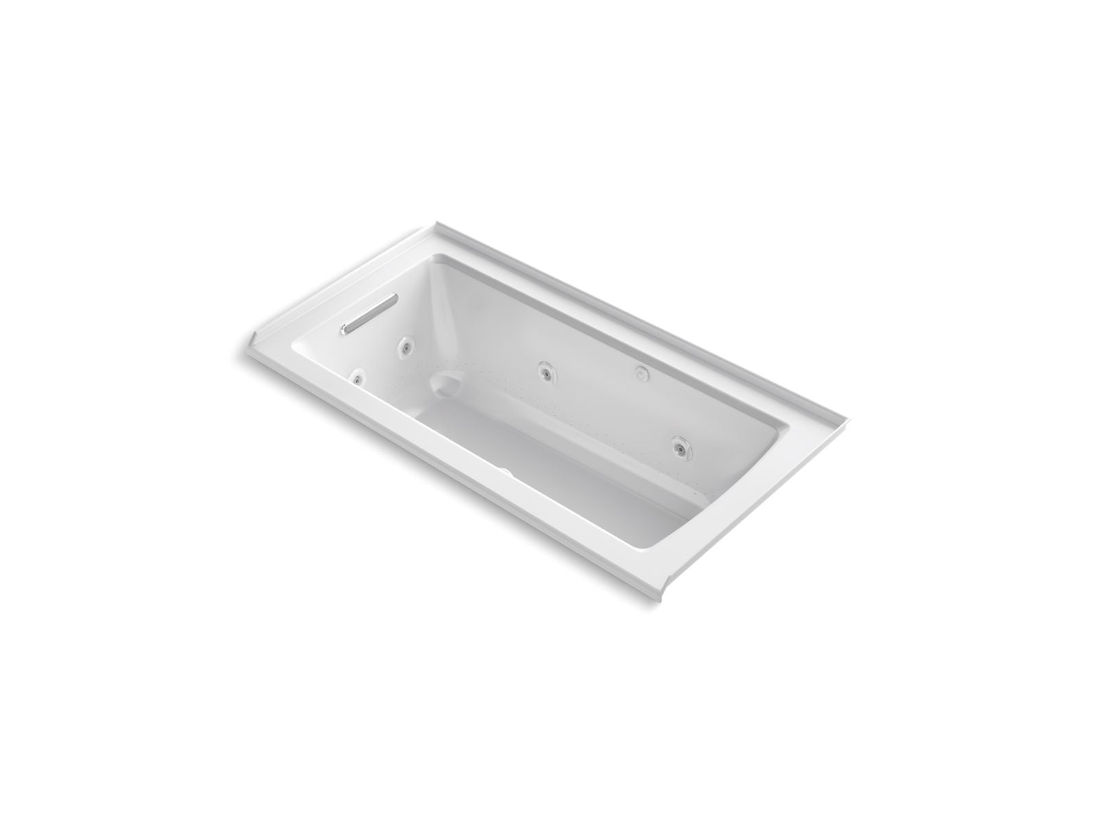 KOHLER K-1947-XHGHL-7 Archer 60" X 30" Alcove Heated Bubblemassage Air Bath And Whirlpool, Left Drain - Black Black