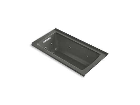 KOHLER K-1947-XHGHL-58 Archer 60" X 30" Alcove Heated Bubblemassage Air Bath And Whirlpool, Left Drain In Thunder Grey