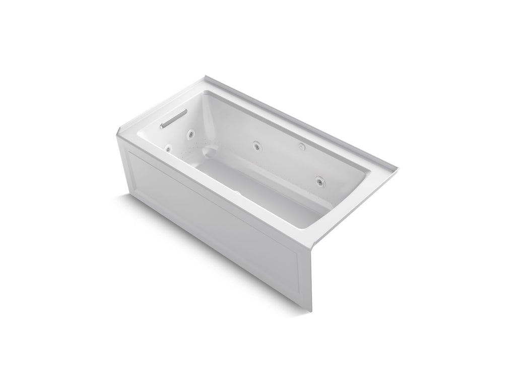 KOHLER K-1947-XGHLA-0 Archer 60" X 30" Alcove Heated Bubblemassage Air Bath And Whirlpool, Left Drain - White