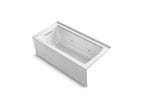 KOHLER K-1947-XGHLA-0 Archer 60" X 30" Alcove Heated Bubblemassage Air Bath And Whirlpool, Left Drain - White