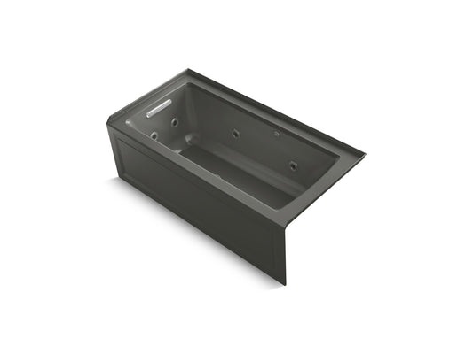 KOHLER K-1947-XGHLA-58 Archer 60" X 30" Alcove Heated Bubblemassage Air Bath And Whirlpool, Left Drain In Thunder Grey