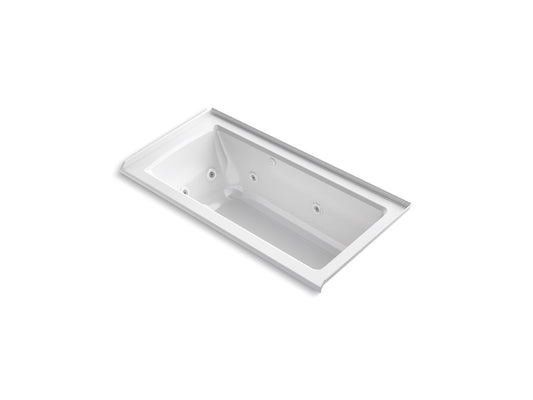 KOHLER K-1947-XHGHR-0 Archer 60" X 30" Alcove Heated Bubblemassage Air Bath And Whirlpool, Right Drain In White