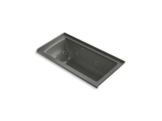 KOHLER K-1947-XHGHR-58 Archer 60" X 30" Alcove Heated Bubblemassage Air Bath And Whirlpool, Right Drain In Thunder Grey