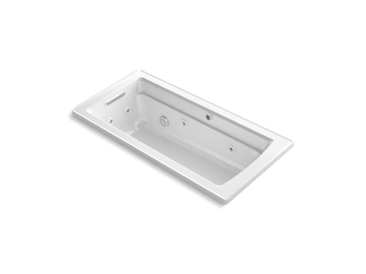 KOHLER K-1949-XHGH-0 Archer 66" X 32" Drop-In Heated Bubblemassage Air Bath With Whirlpool In White