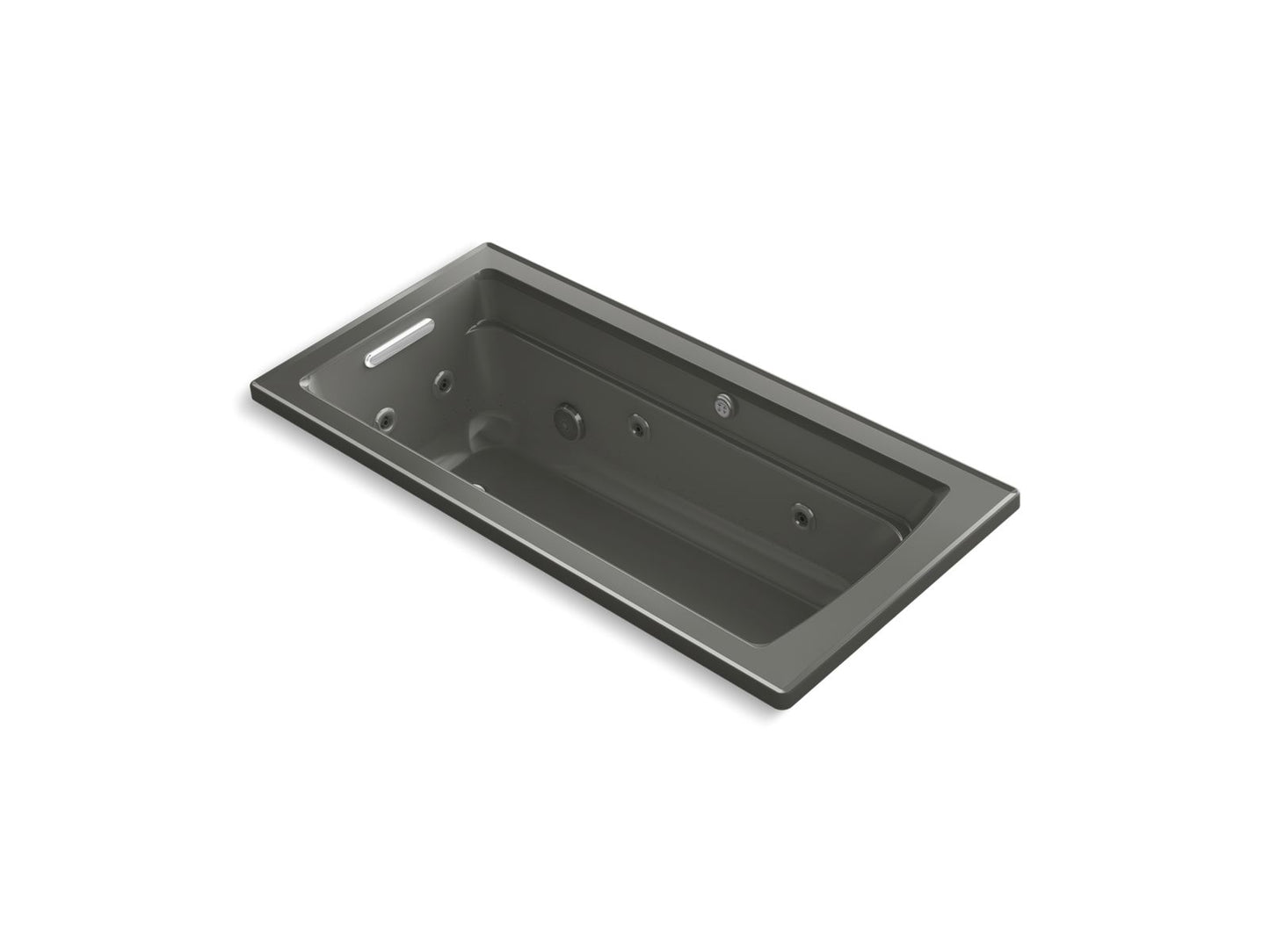 KOHLER K-1949-XHGH-58 Archer 66" X 32" Drop-In Heated Bubblemassage Air Bath With Whirlpool In Thunder Grey