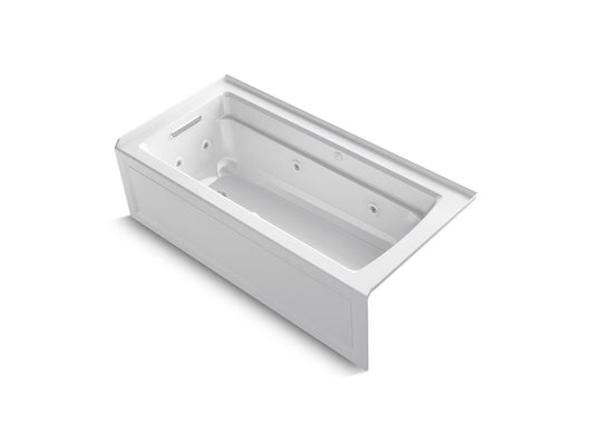 KOHLER K-1949-XGHLA-0 Archer 66" X 32" Alcove Heated Bubblemassage Air Bath And Whirlpool, Left Drain In White