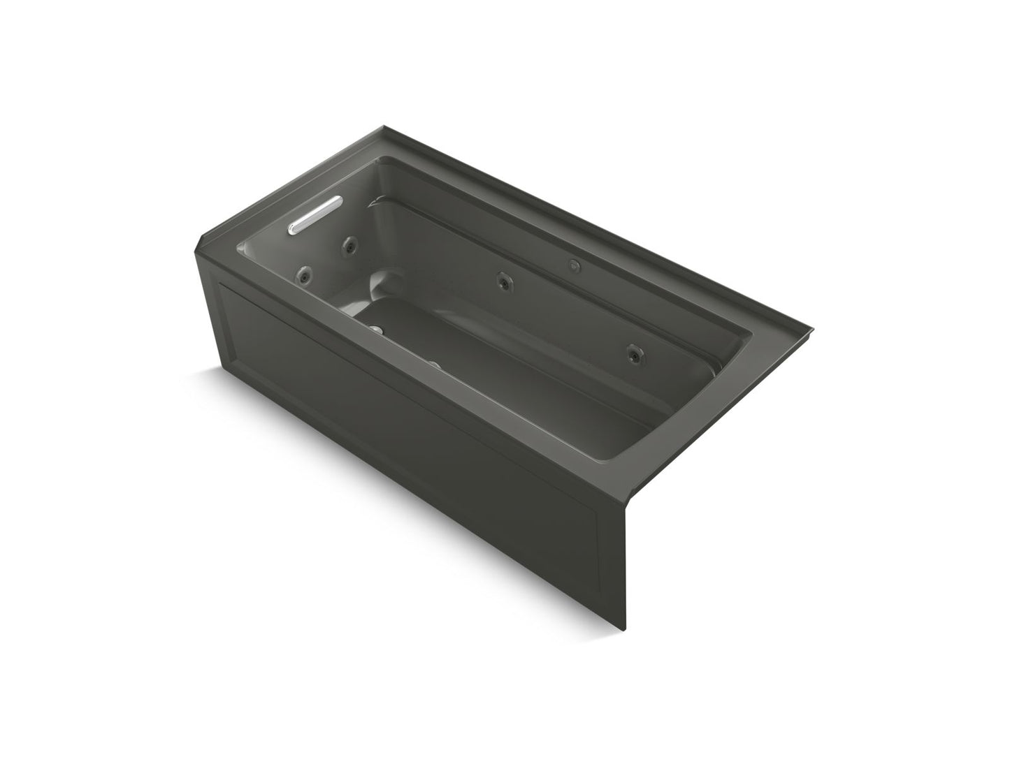 KOHLER K-1949-XGHLA-58 Archer 66" X 32" Alcove Heated Bubblemassage Air Bath And Whirlpool, Left Drain In Thunder Grey