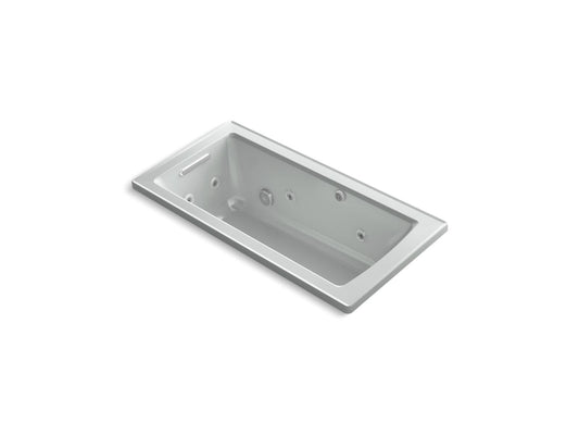 KOHLER K-1947-XHGH-95 Archer 60" X 30" Drop-In Heated Bubblemassage Air Bath With Whirlpool In Ice Grey