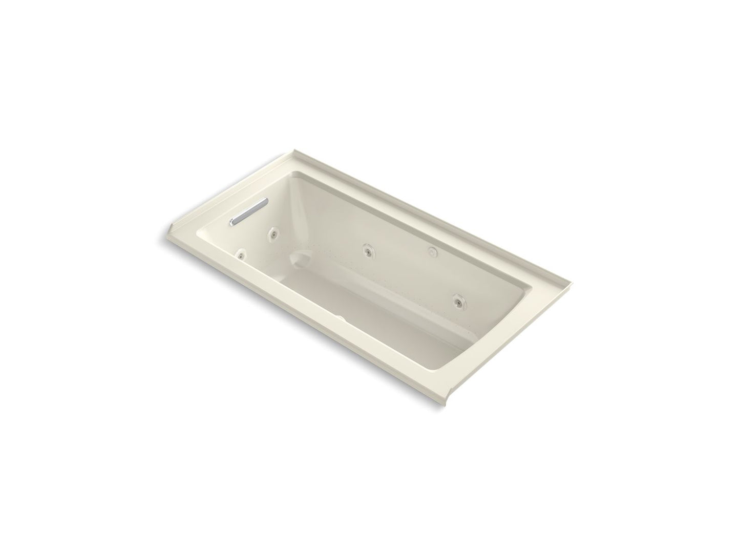 KOHLER K-1947-XHGHL-96 Archer 60" X 30" Alcove Heated Bubblemassage Air Bath And Whirlpool, Left Drain In Biscuit