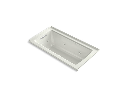 KOHLER K-1947-XHGHL-NY Archer 60" X 30" Alcove Heated Bubblemassage Air Bath And Whirlpool, Left Drain In Dune