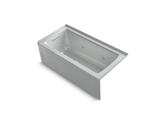 KOHLER K-1947-XGHLA-95 Archer 60" X 30" Alcove Heated Bubblemassage Air Bath And Whirlpool, Left Drain In Ice Grey