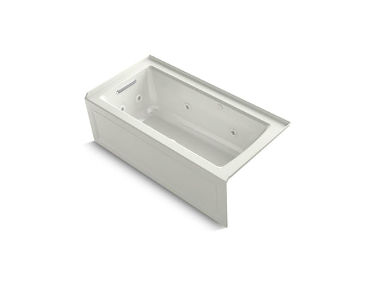 KOHLER K-1947-XGHLA-NY Archer 60" X 30" Alcove Heated Bubblemassage Air Bath And Whirlpool, Left Drain In Dune