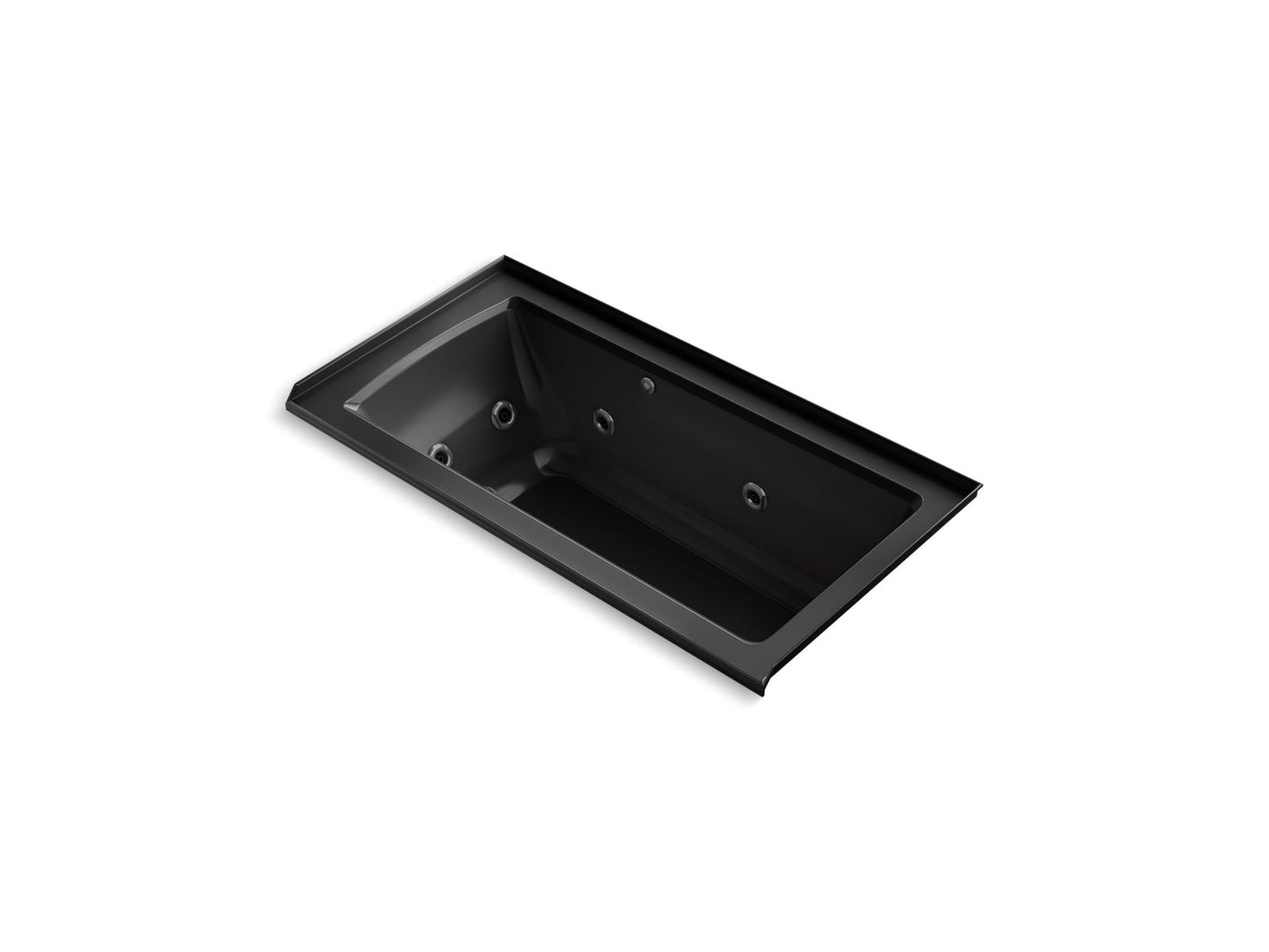 KOHLER K-1947-XHGHR-7 Archer 60" X 30" Alcove Heated Bubblemassage Air Bath And Whirlpool, Right Drain In Black Black