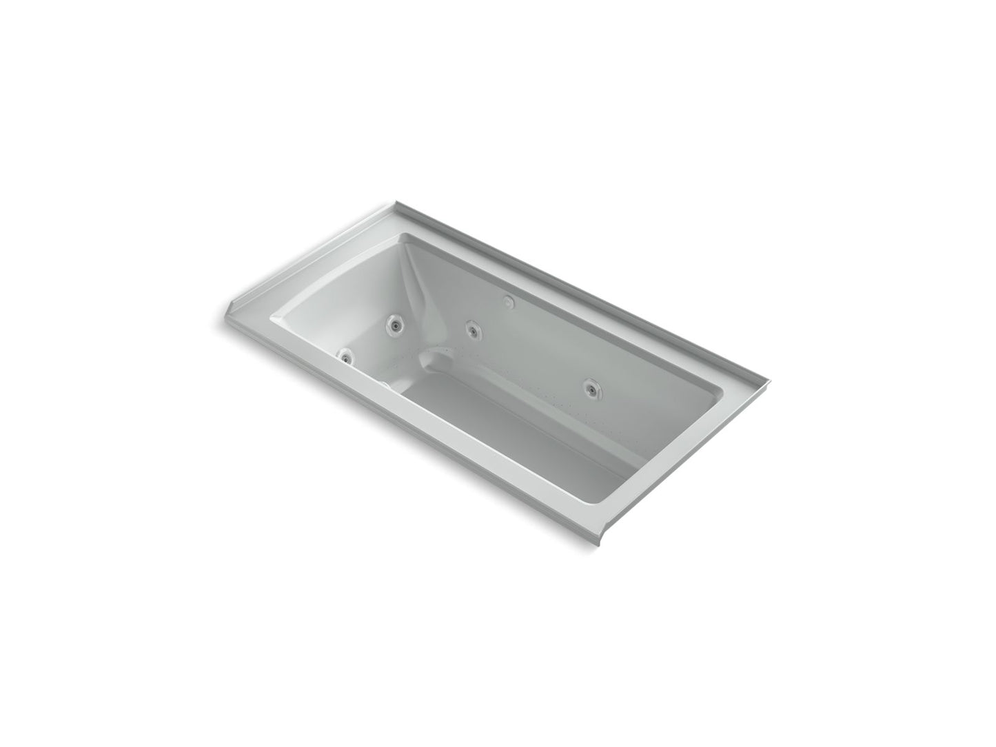 KOHLER K-1947-XHGHR-95 Archer 60" X 30" Alcove Heated Bubblemassage Air Bath And Whirlpool, Right Drain In Ice Grey