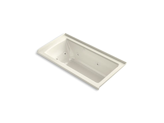 KOHLER K-1947-XHGHR-96 Archer 60" X 30" Alcove Heated Bubblemassage Air Bath And Whirlpool, Right Drain In Biscuit