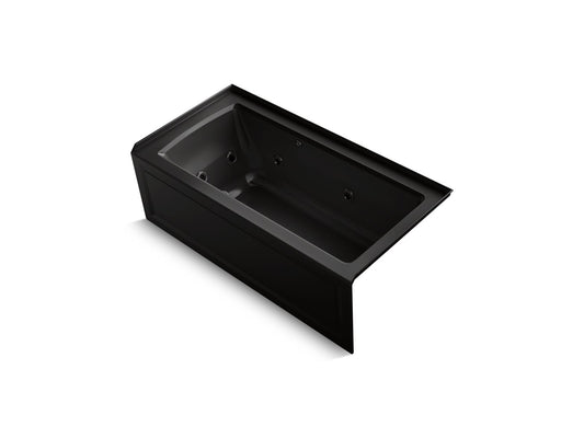 KOHLER K-1947-XGHRA-7 Archer 60" X 30" Alcove Heated Bubblemassage Air Bath And Whirlpool, Right Drain In Black Black