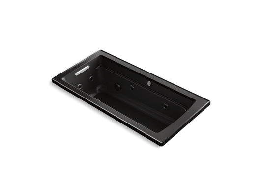 KOHLER K-1949-XHGH-7 Archer 66" X 32" Drop-In Heated Bubblemassage Air Bath With Whirlpool In Black Black