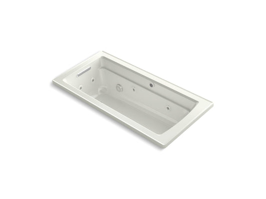 KOHLER K-1949-XHGH-NY Archer 66" X 32" Drop-In Heated Bubblemassage Air Bath With Whirlpool In Dune