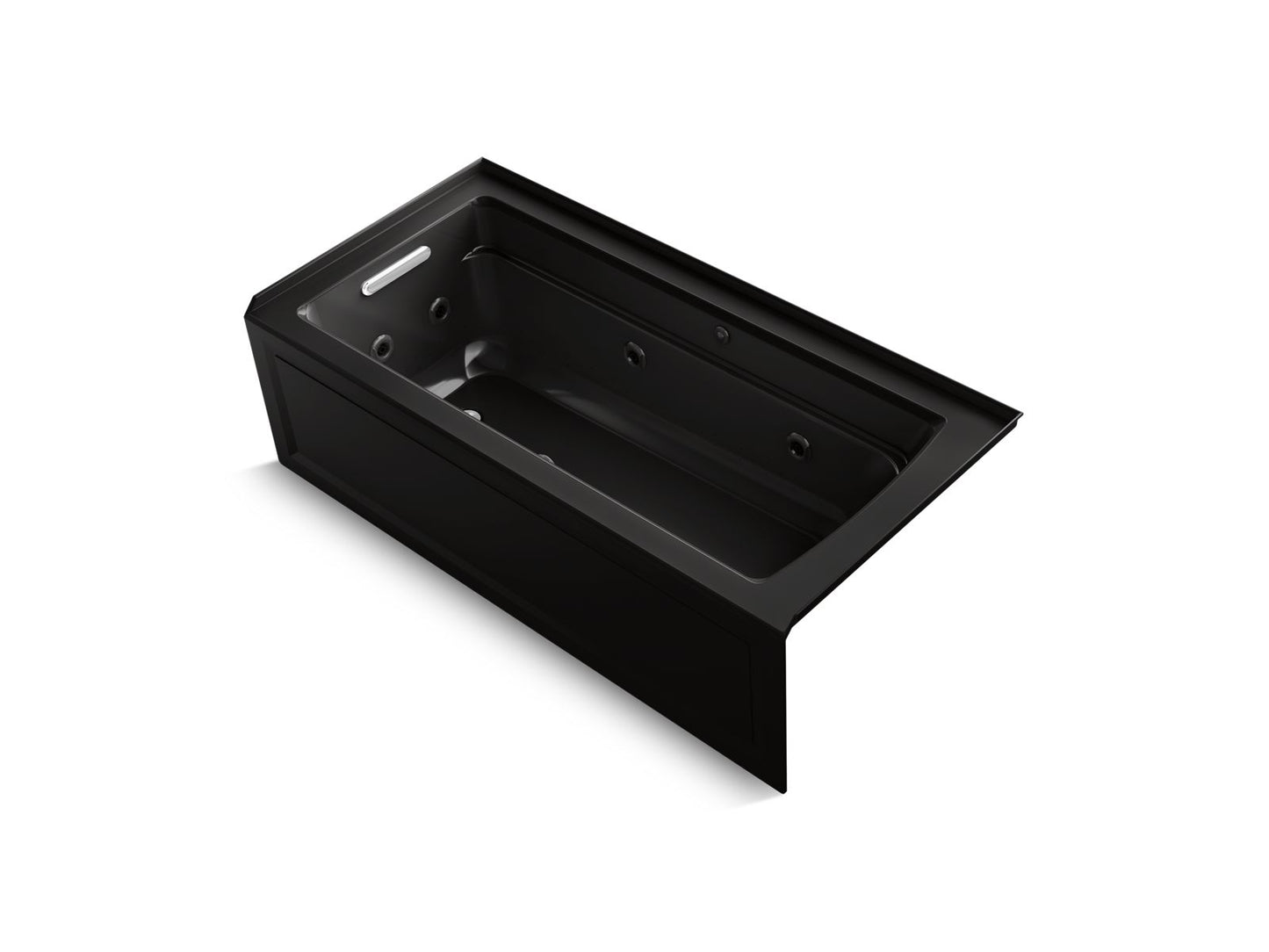 KOHLER K-1949-XGHLA-7 Archer 66" X 32" Alcove Heated Bubblemassage Air Bath And Whirlpool, Left Drain In Black Black