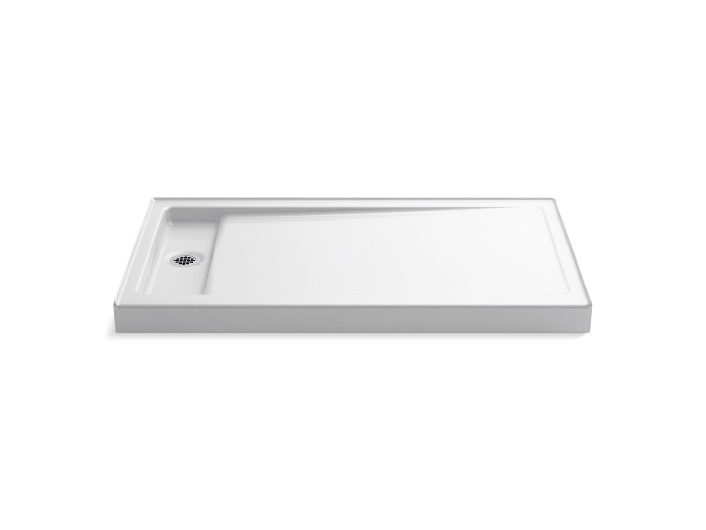 KOHLER K-9193-0 Bellwether 60" X 34" Alcove Shower Base, Left Offset Drain In White