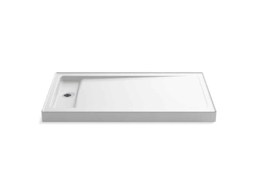 KOHLER K-9193-0 Bellwether 60" X 34" Alcove Shower Base, Left Offset Drain - White