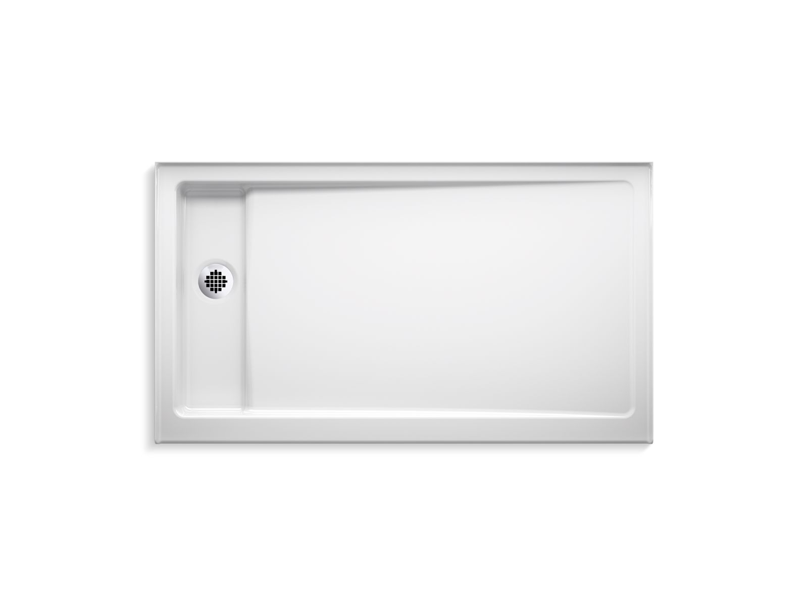 KOHLER K-9193-0 Bellwether 60" X 34" Alcove Shower Base, Left Offset Drain - White