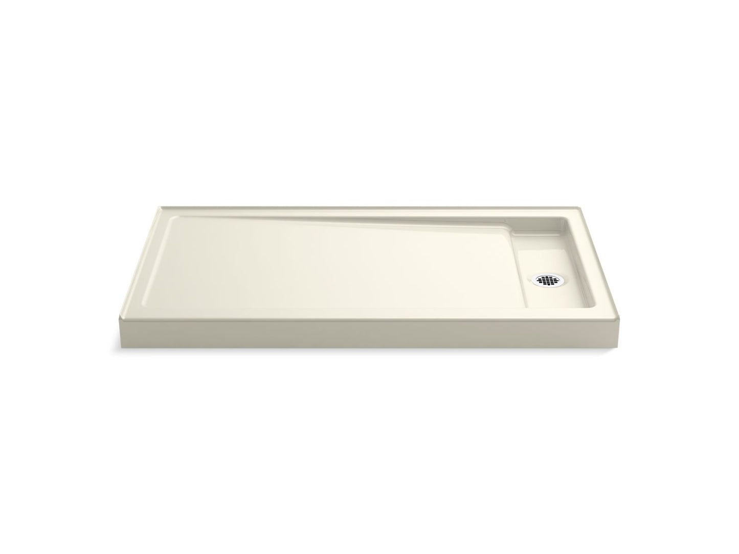 KOHLER K-9194-96 Bellwether 60" X 34" Alcove Shower Base, Right Offset Drain In Biscuit