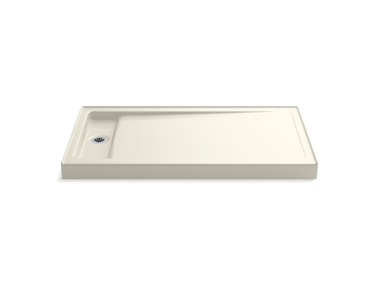 KOHLER K-9193-96 Bellwether 60" X 34" Alcove Shower Base, Left Offset Drain In Biscuit