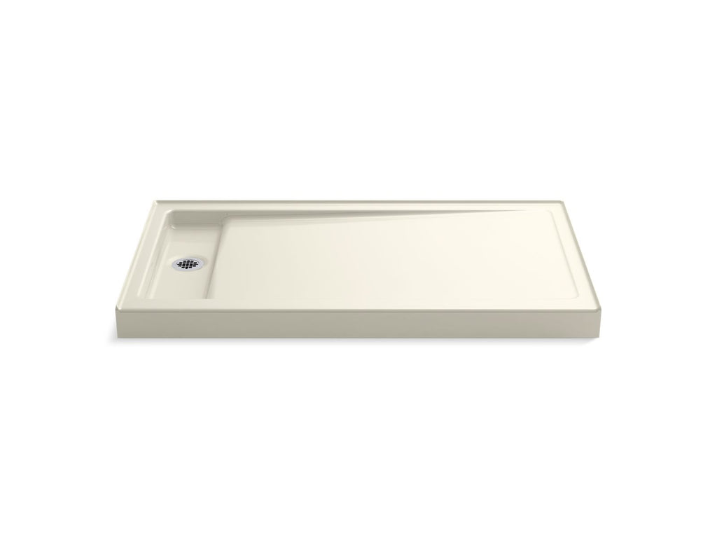 KOHLER K-9193-96 Bellwether 60" X 34" Alcove Shower Base, Left Offset Drain - Biscuit