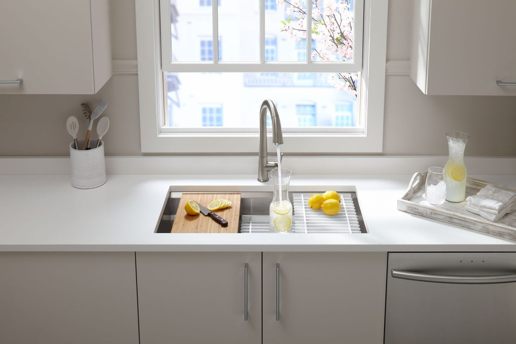 KOHLER K-23651-NA Prolific 29" Undermount Single-Bowl Workstation Kitchen Sink - Stainless Steel
