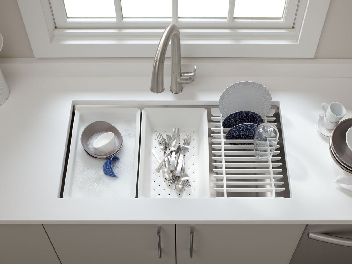 KOHLER K-23651-NA Prolific 29" Undermount Single-Bowl Workstation Kitchen Sink - Stainless Steel