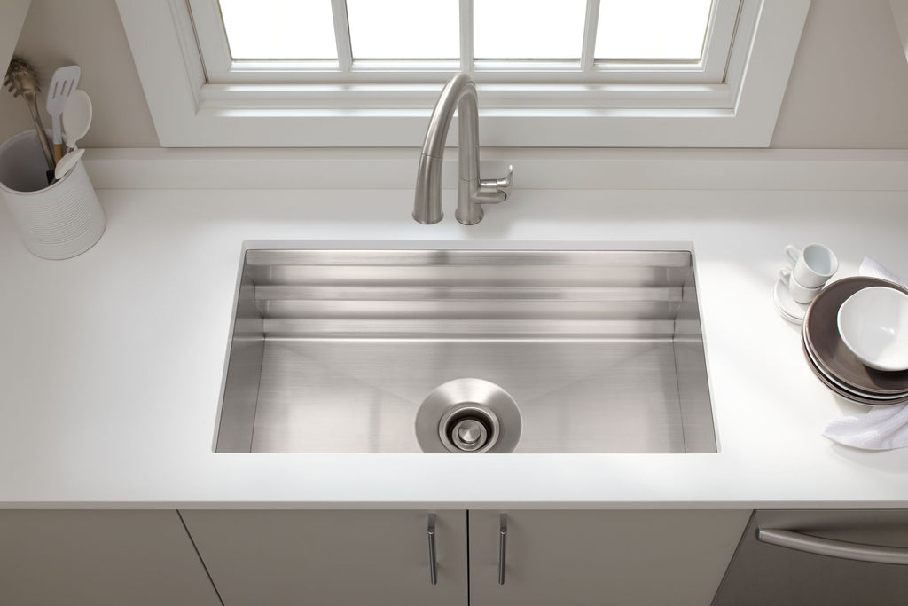 KOHLER K-23651-NA Prolific 29" Undermount Single-Bowl Workstation Kitchen Sink - Stainless Steel