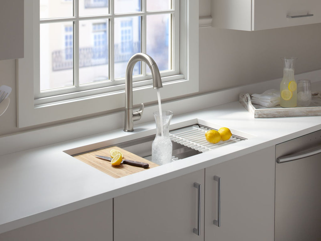 KOHLER K-23651-NA Prolific 29" Undermount Single-Bowl Workstation Kitchen Sink - Stainless Steel