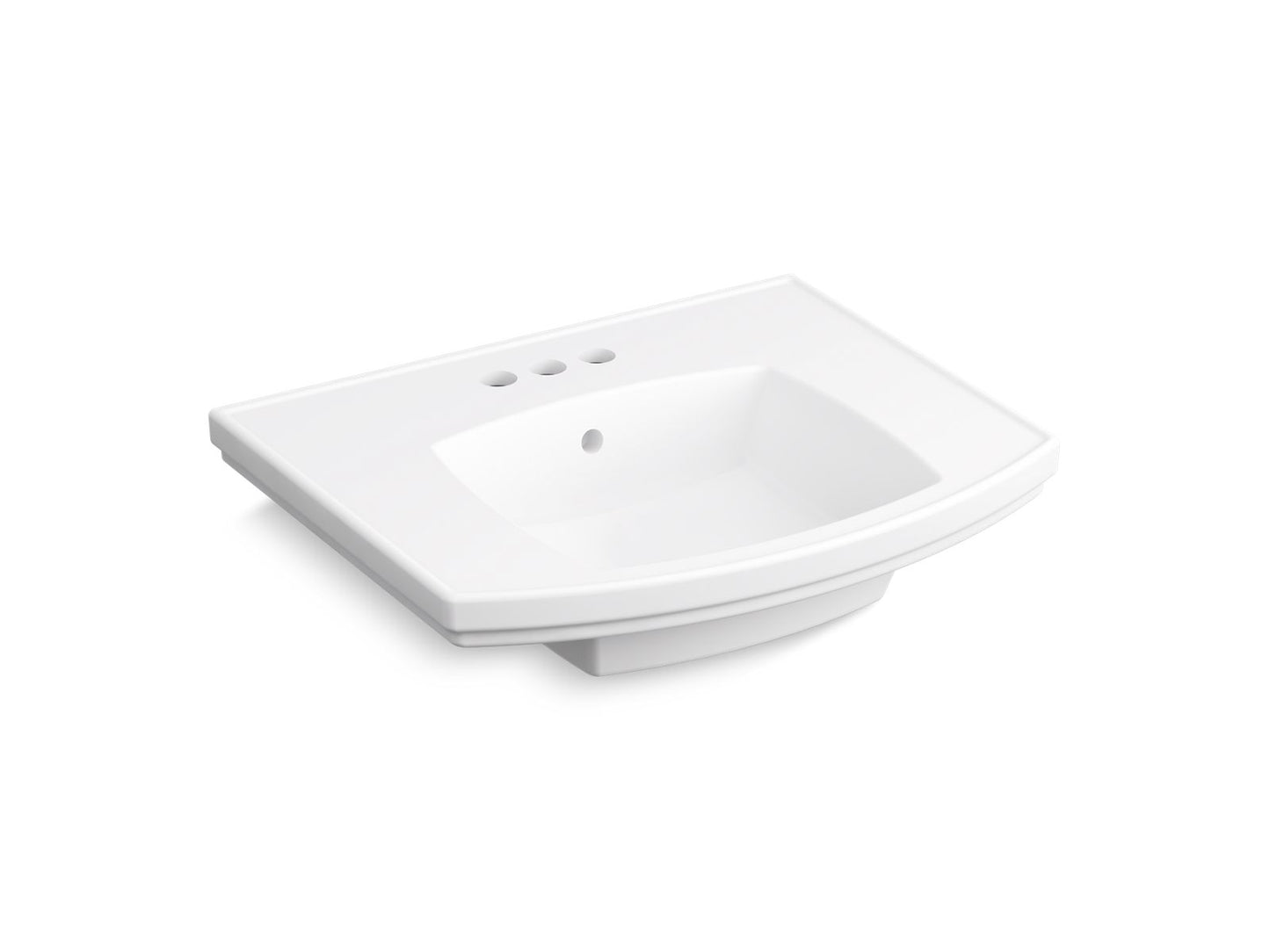 KOHLER K-24051-4-0 Kelston 23-3/4" Rectangular Pedestal Bathroom Sink In White