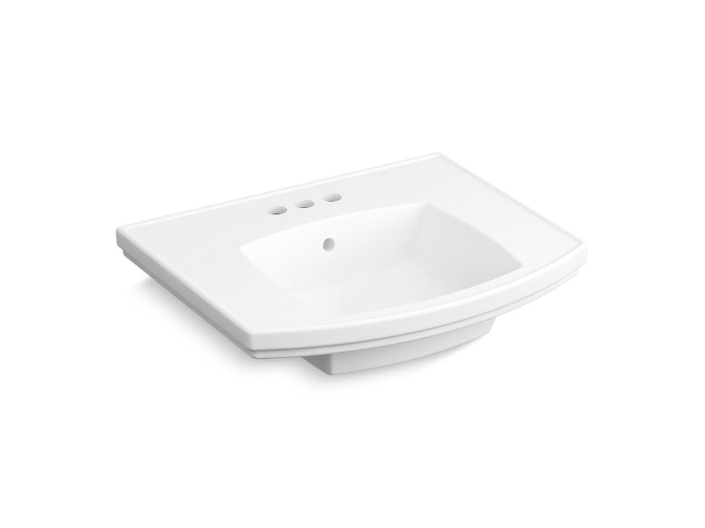 KOHLER K-24051-4-0 Kelston 23-3/4" Rectangular Pedestal Bathroom Sink - White