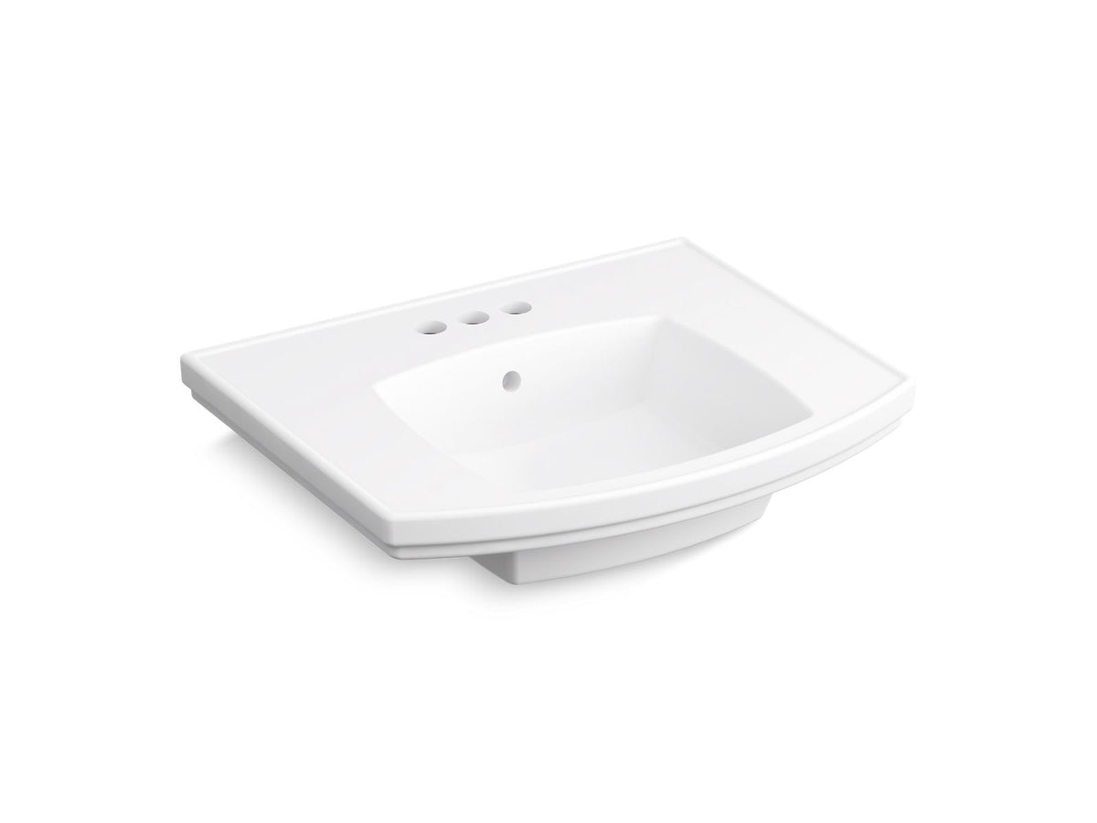 KOHLER K-24051-4-0 Kelston 23-3/4" Rectangular Pedestal Bathroom Sink - White