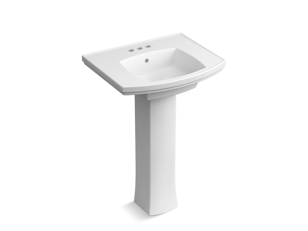 KOHLER K-24050-4-0 Kelston 23-3/4" Rectangular Pedestal Bathroom Sink - White