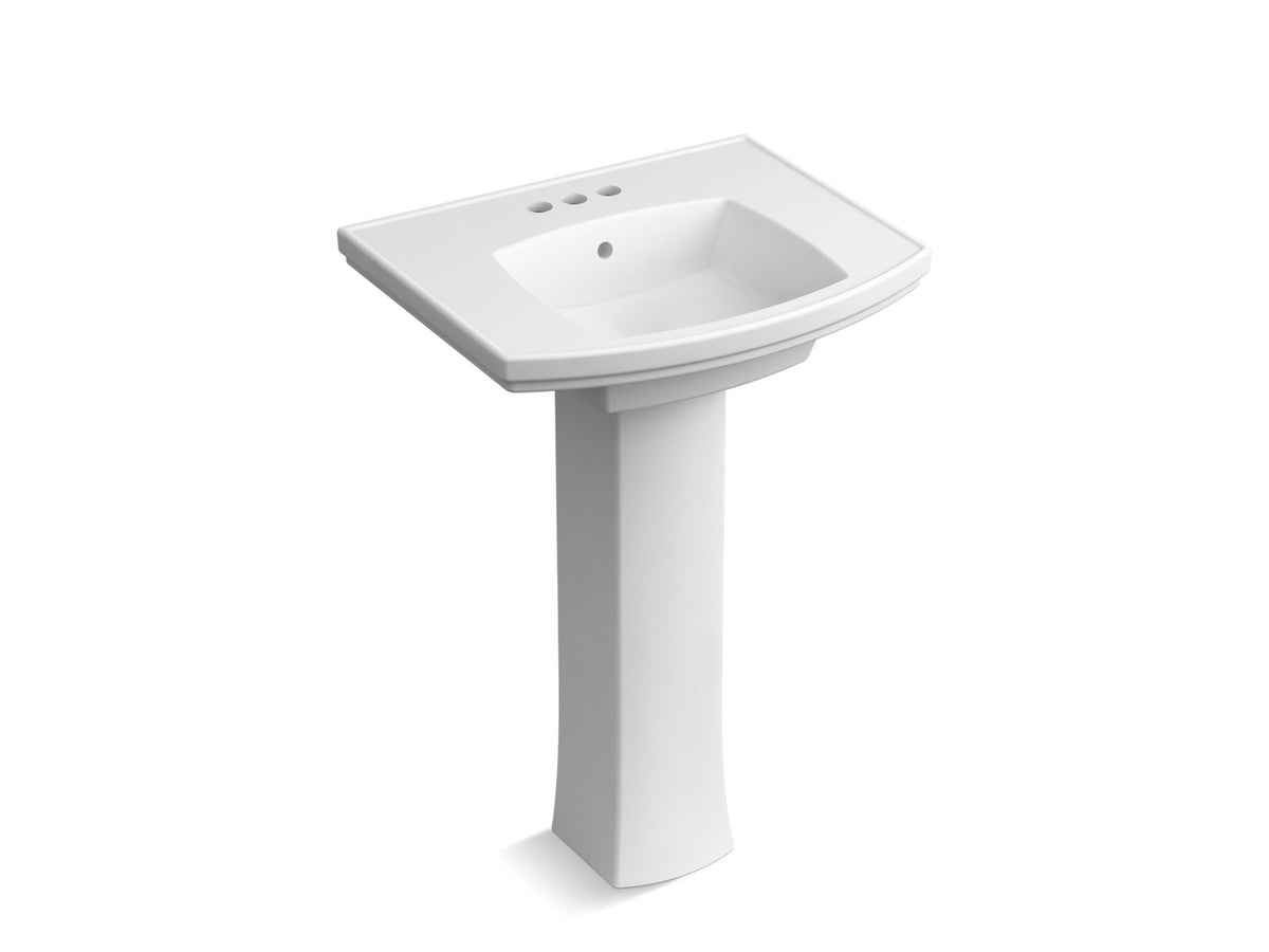 KOHLER K-24050-4-0 Kelston 23-3/4" Rectangular Pedestal Bathroom Sink - White