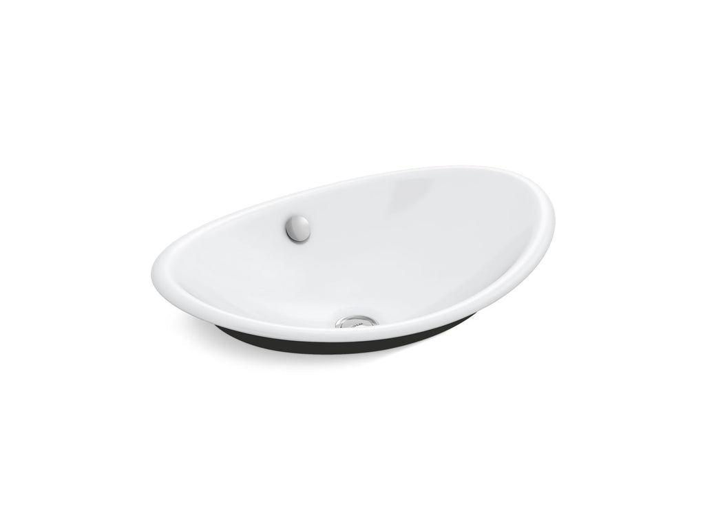 KOHLER K-5403-P5-7 Iron Plains 20-3/4" Oval Vessel Bathroom Sink - Black Black