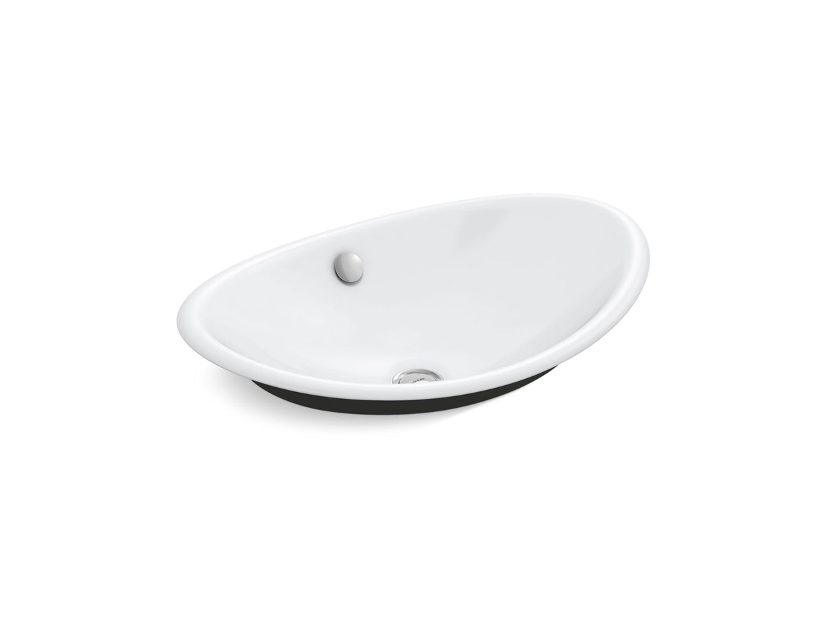 KOHLER K-5403-P5-7 Iron Plains 20-3/4" Oval Vessel Bathroom Sink - Black Black