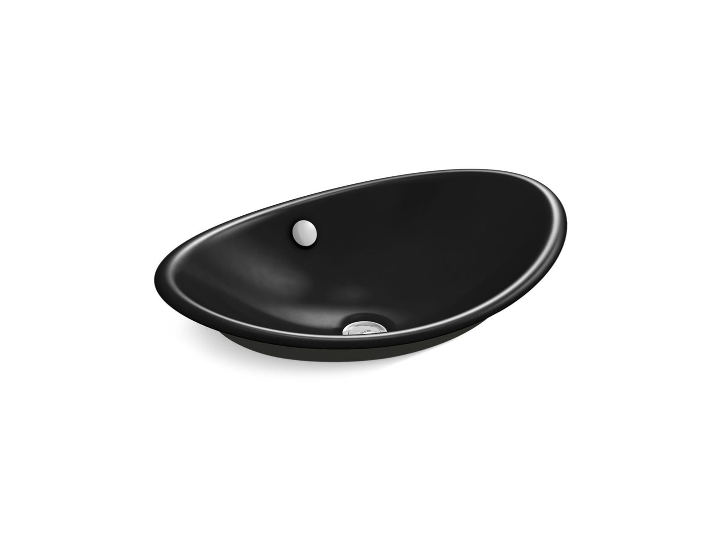 KOHLER K-5403-P5-7 Iron Plains 20-3/4" Oval Vessel Bathroom Sink In Black Black