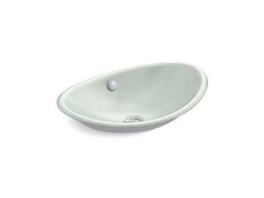 KOHLER K-5403-W-FF Iron Plains 20-3/4" Oval Vessel Bathroom Sink In Sea Salt