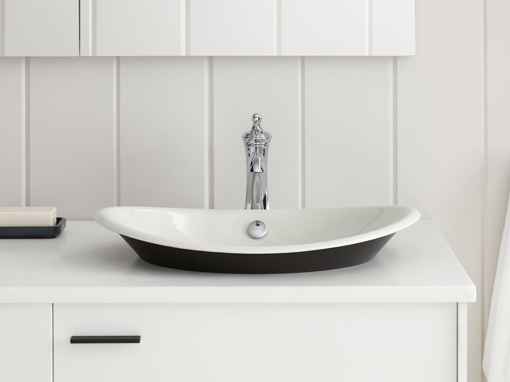 KOHLER K-5403-P5-7 Iron Plains 20-3/4" Oval Vessel Bathroom Sink - Black Black