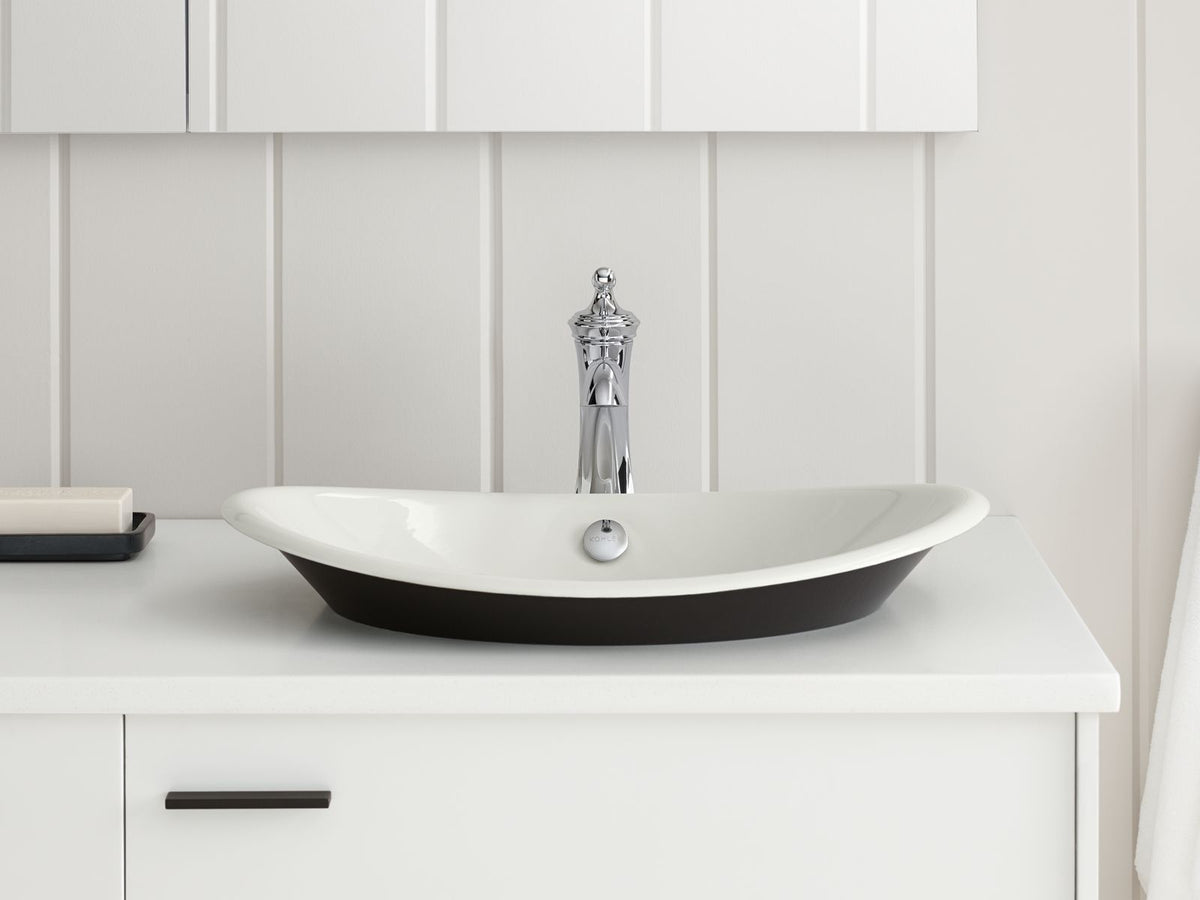 KOHLER K-5403-P5-7 Iron Plains 20-3/4" Oval Vessel Bathroom Sink - Black Black