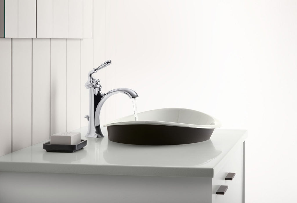 KOHLER K-5403-P5-7 Iron Plains 20-3/4" Oval Vessel Bathroom Sink - Black Black