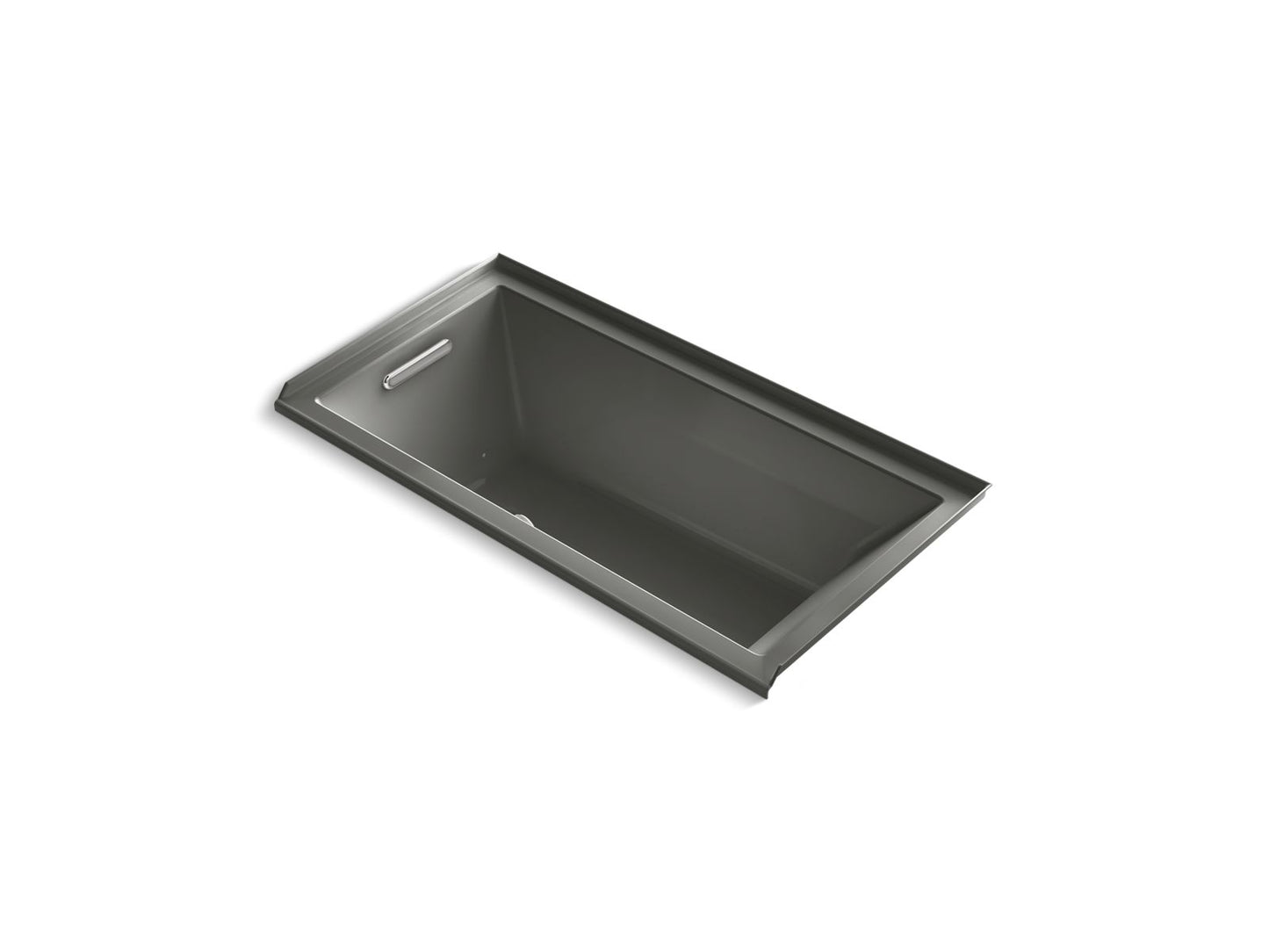 KOHLER K-1167-GHLF-58 Underscore 60" X 30" Alcove Heated Bubblemassage Air Bath, Left Drain In Thunder Grey