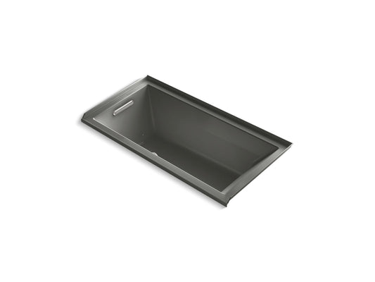 KOHLER K-1167-GHLW-58 Underscore 60" X 30" Alcove Heated Bubblemassage Air Bath With Bask, Left Drain In Thunder Grey