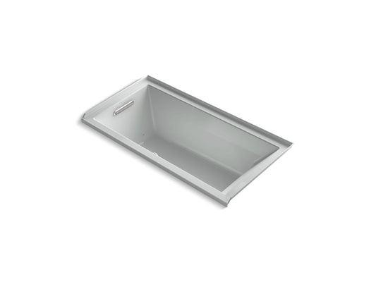 KOHLER K-1167-GHLW-95 Underscore 60" X 30" Alcove Heated Bubblemassage Air Bath With Bask, Left Drain In Ice Grey