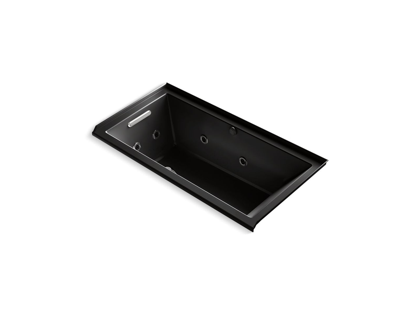 KOHLER K-1167-XHGHL-7 Underscore 60" X 30" Alcove Heated Bubblemassage Air Bath With Whirlpool, Left Drain In Black Black